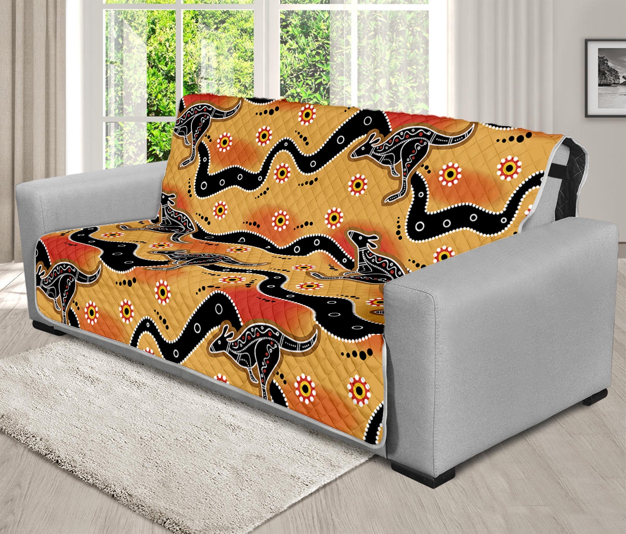 Aboriginal Kangaroo Pattern Print Futon Protector