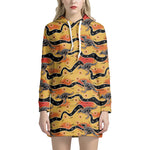 Aboriginal Kangaroo Pattern Print Hoodie Dress