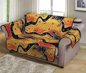 Aboriginal Kangaroo Pattern Print Loveseat Protector