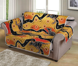 Aboriginal Kangaroo Pattern Print Loveseat Protector