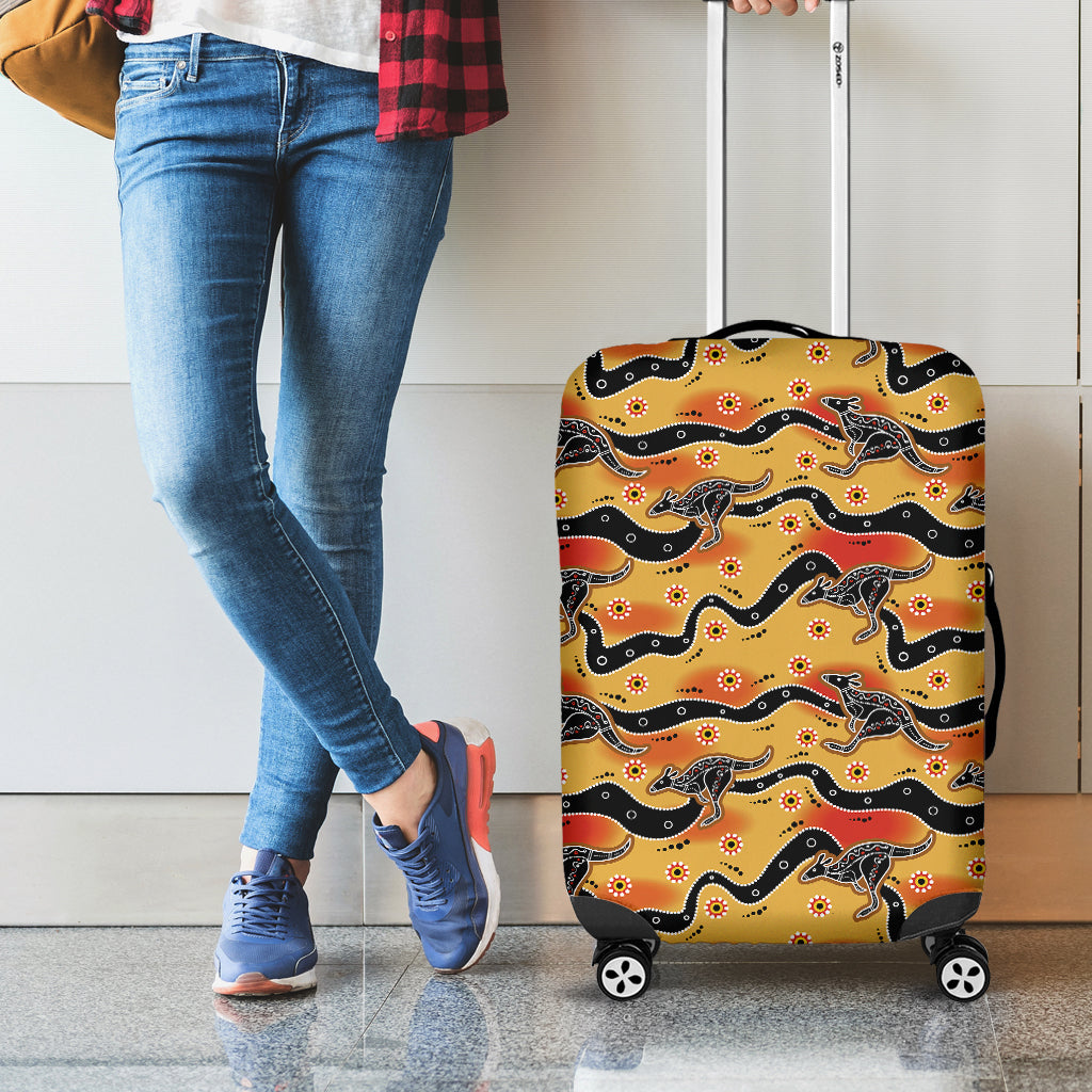 Aboriginal Kangaroo Pattern Print Luggage Cover