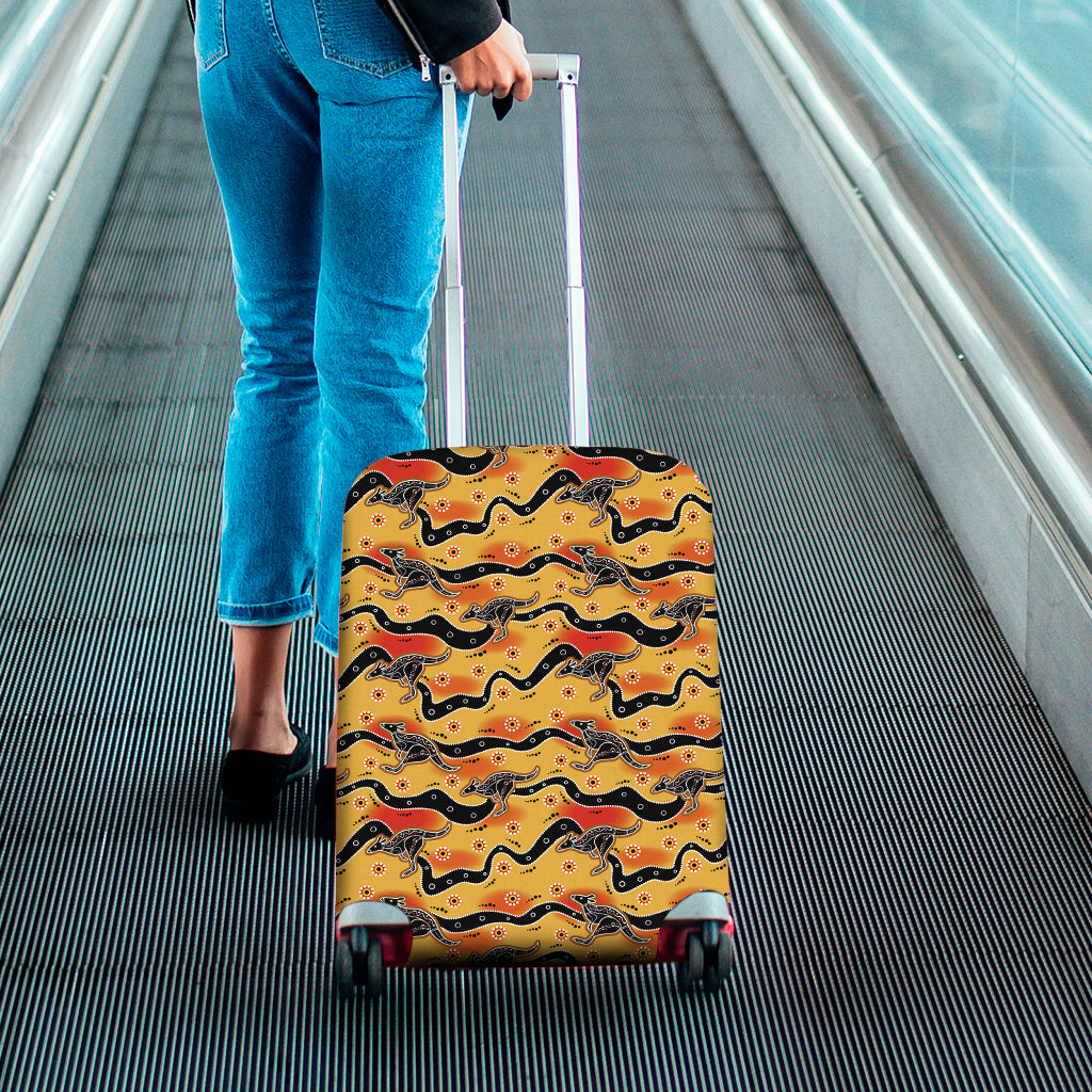 Aboriginal Kangaroo Pattern Print Luggage Cover