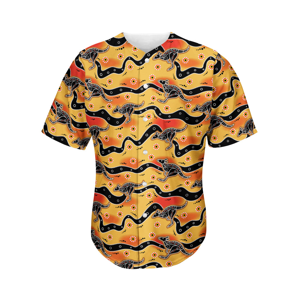 Aboriginal Kangaroo Pattern Print Men's Baseball Jersey