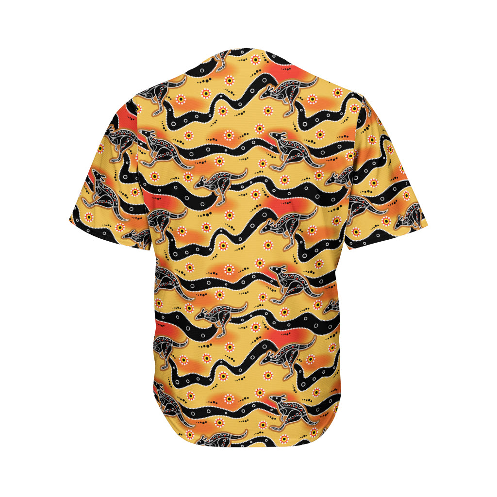 Aboriginal Kangaroo Pattern Print Men's Baseball Jersey