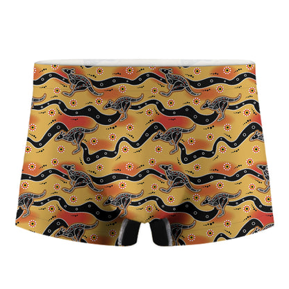 Aboriginal Kangaroo Pattern Print Men's Boxer Briefs