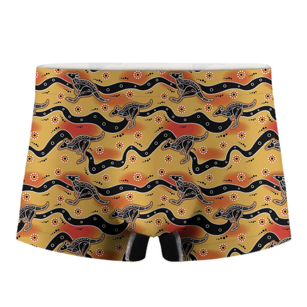 Aboriginal Kangaroo Pattern Print Men's Boxer Briefs