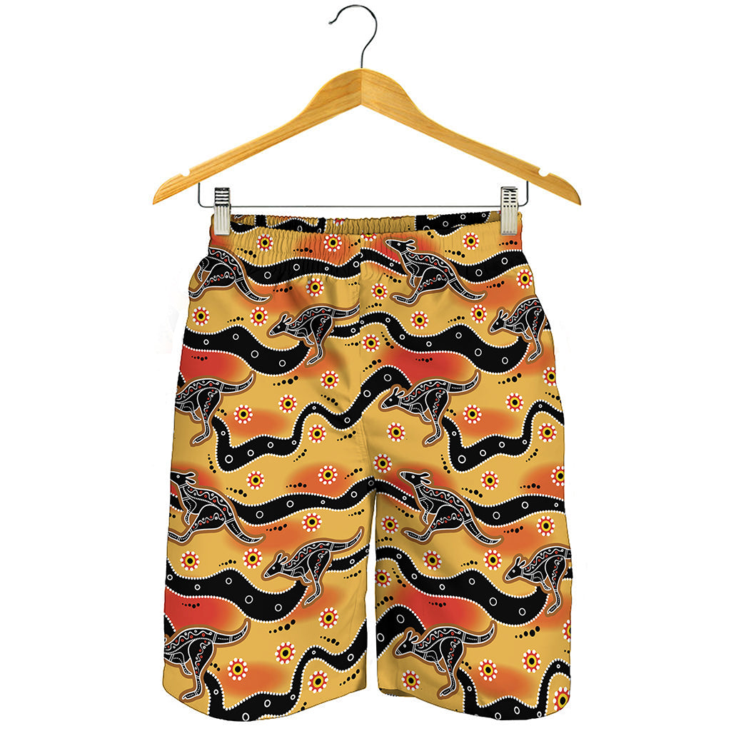 Aboriginal Kangaroo Pattern Print Men's Shorts