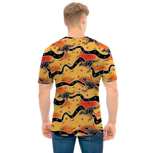 Aboriginal Kangaroo Pattern Print Men's T-Shirt