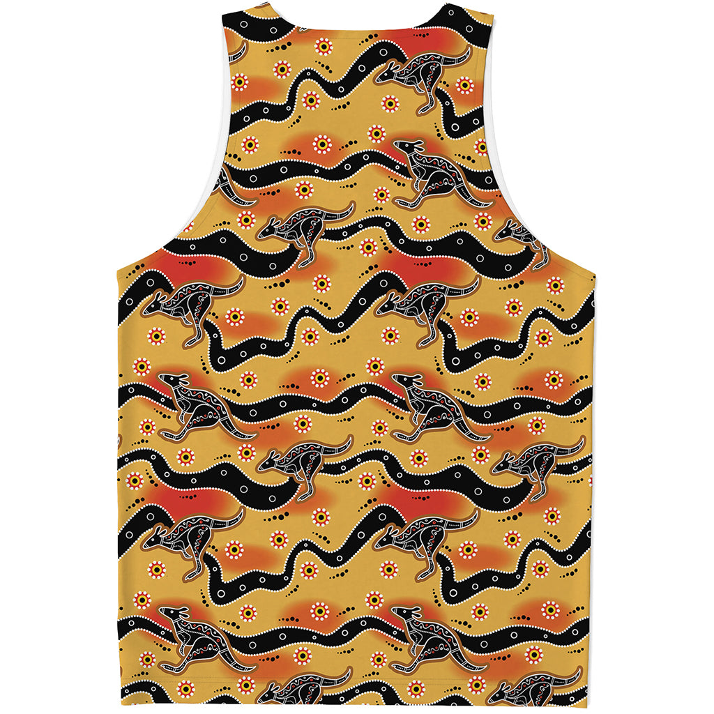 Aboriginal Kangaroo Pattern Print Men's Tank Top