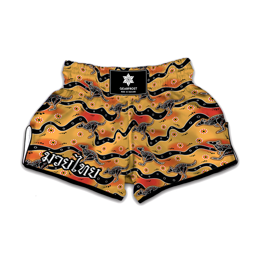 Aboriginal Kangaroo Pattern Print Muay Thai Boxing Shorts