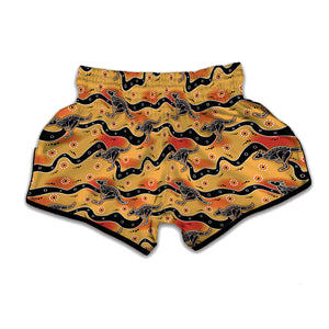 Aboriginal Kangaroo Pattern Print Muay Thai Boxing Shorts