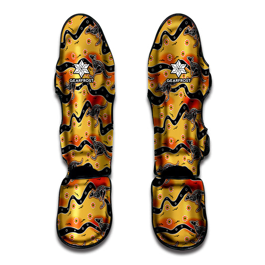 Aboriginal Kangaroo Pattern Print Muay Thai Shin Guard