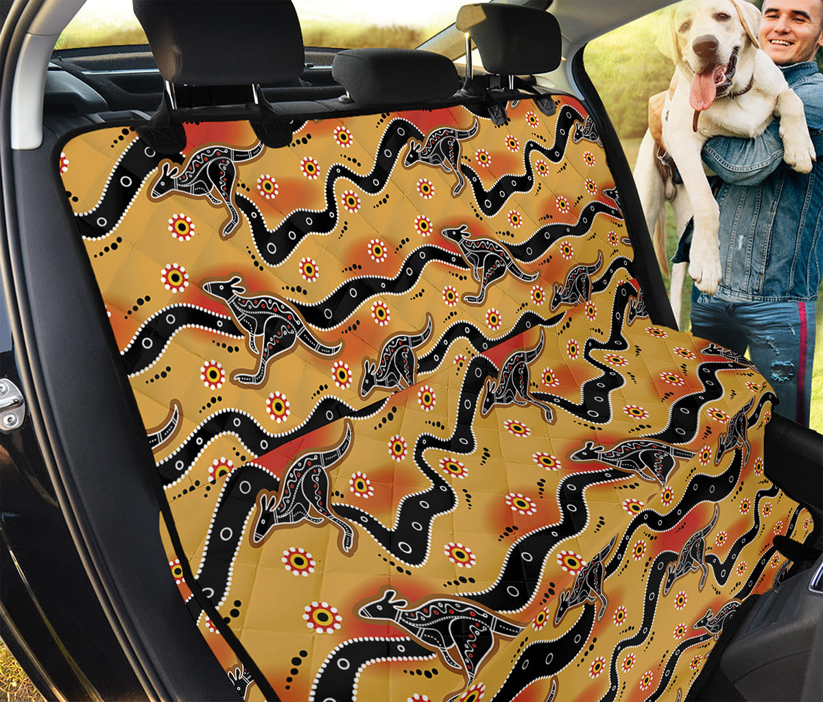 Aboriginal Kangaroo Pattern Print Pet Car Back Seat Cover
