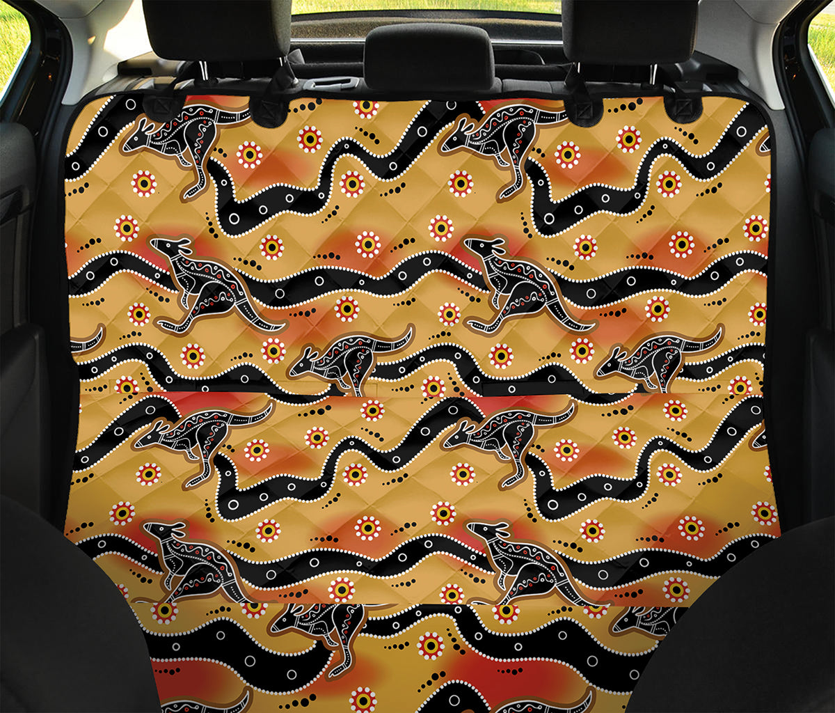 Aboriginal Kangaroo Pattern Print Pet Car Back Seat Cover