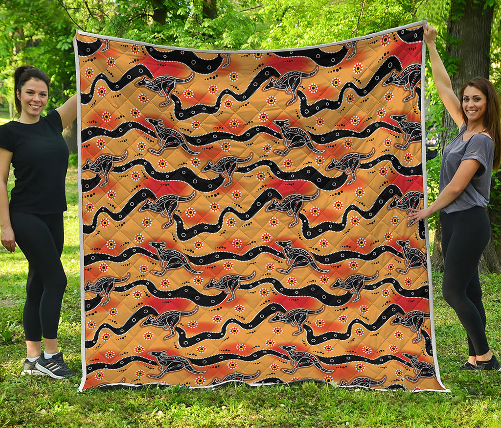 Aboriginal Kangaroo Pattern Print Quilt