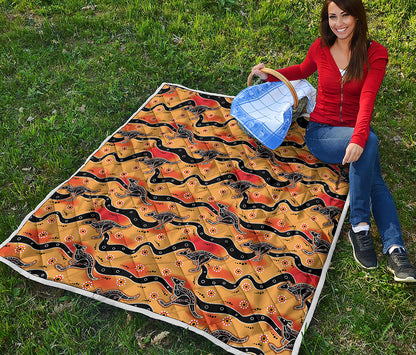 Aboriginal Kangaroo Pattern Print Quilt