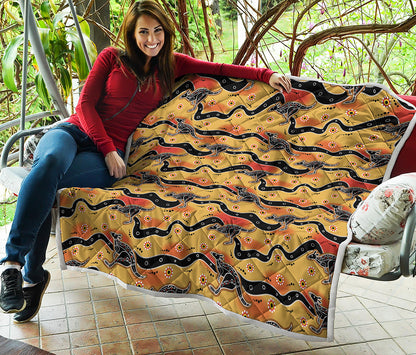 Aboriginal Kangaroo Pattern Print Quilt