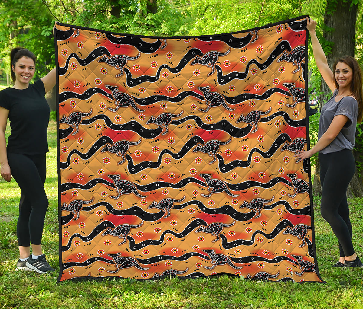 Aboriginal Kangaroo Pattern Print Quilt
