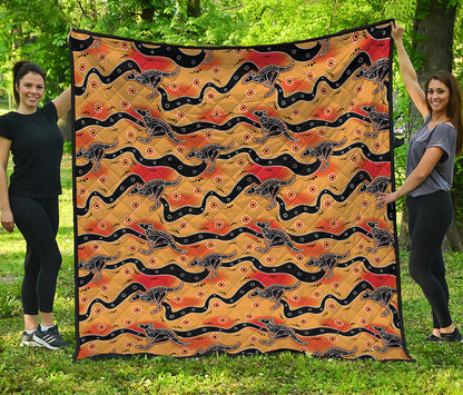 Aboriginal Kangaroo Pattern Print Quilt