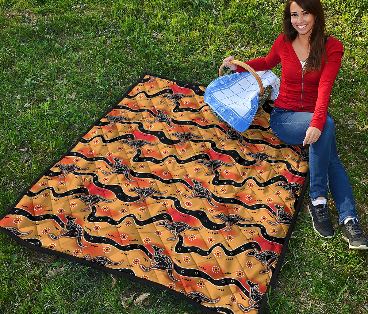 Aboriginal Kangaroo Pattern Print Quilt