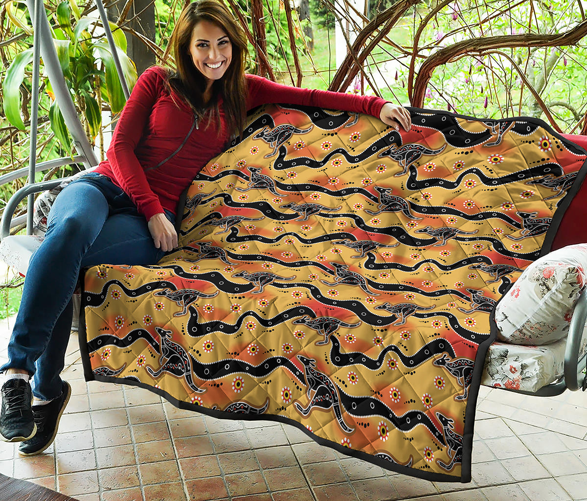 Aboriginal Kangaroo Pattern Print Quilt