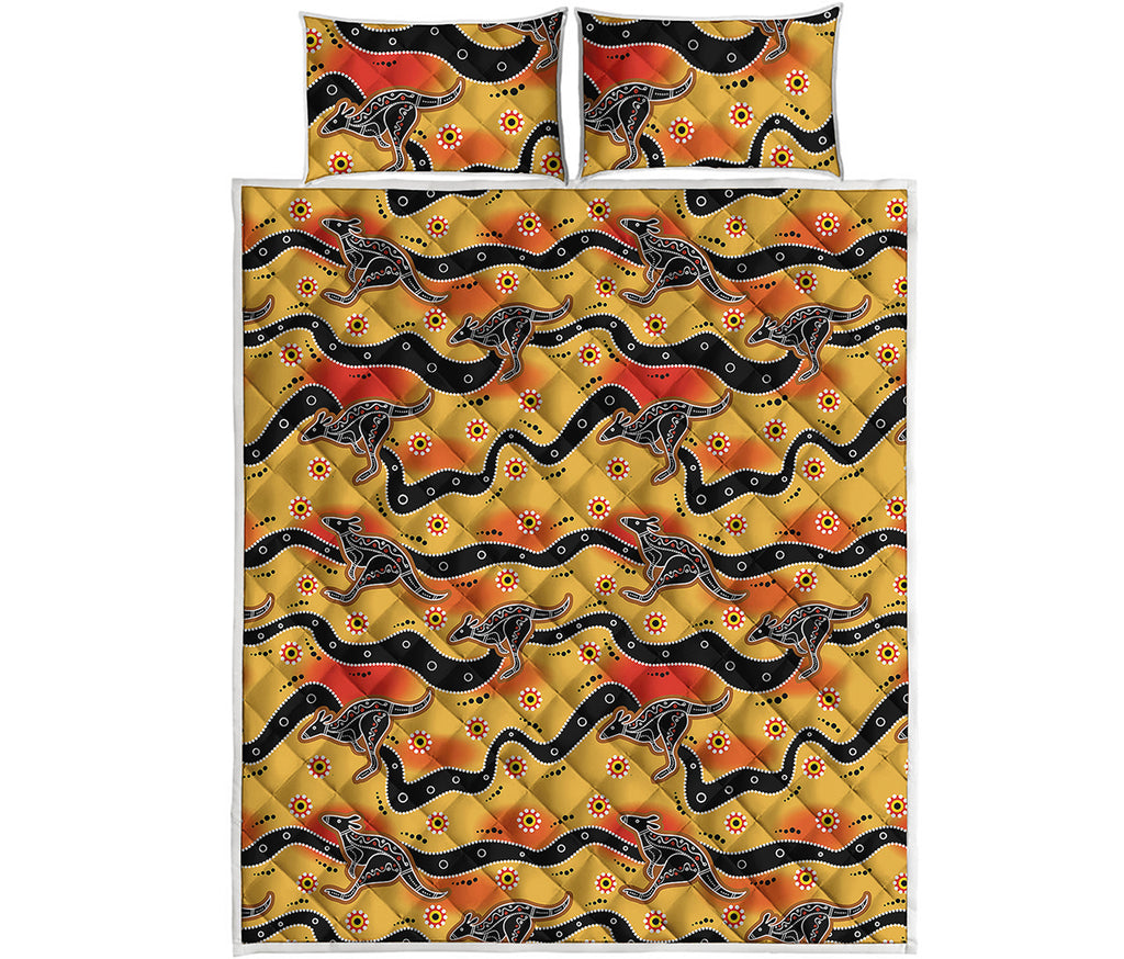 Aboriginal Kangaroo Pattern Print Quilt Bed Set