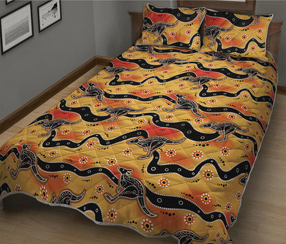 Aboriginal Kangaroo Pattern Print Quilt Bed Set