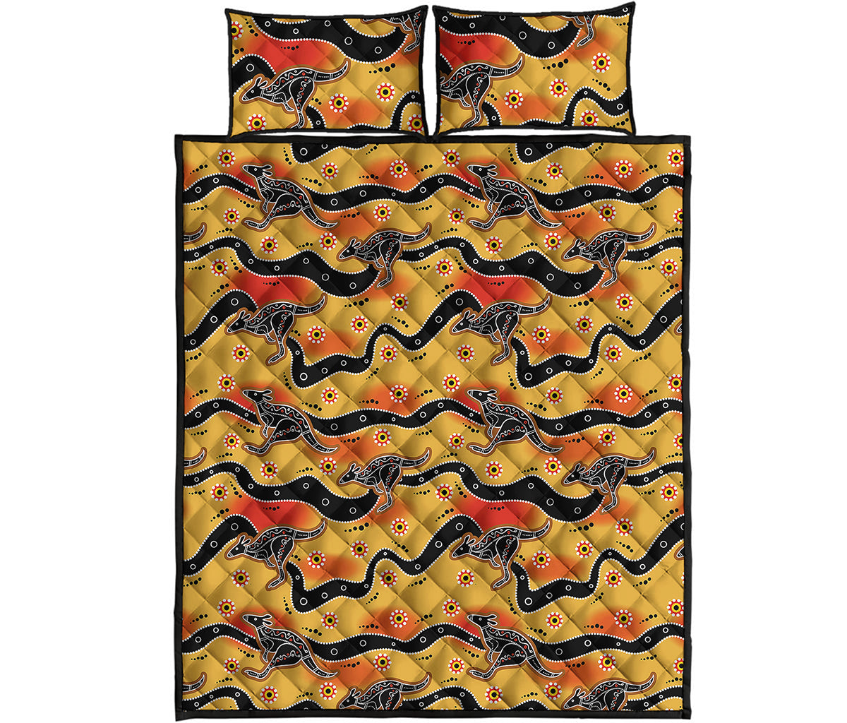 Aboriginal Kangaroo Pattern Print Quilt Bed Set