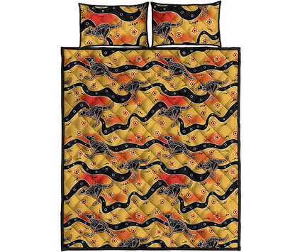 Aboriginal Kangaroo Pattern Print Quilt Bed Set