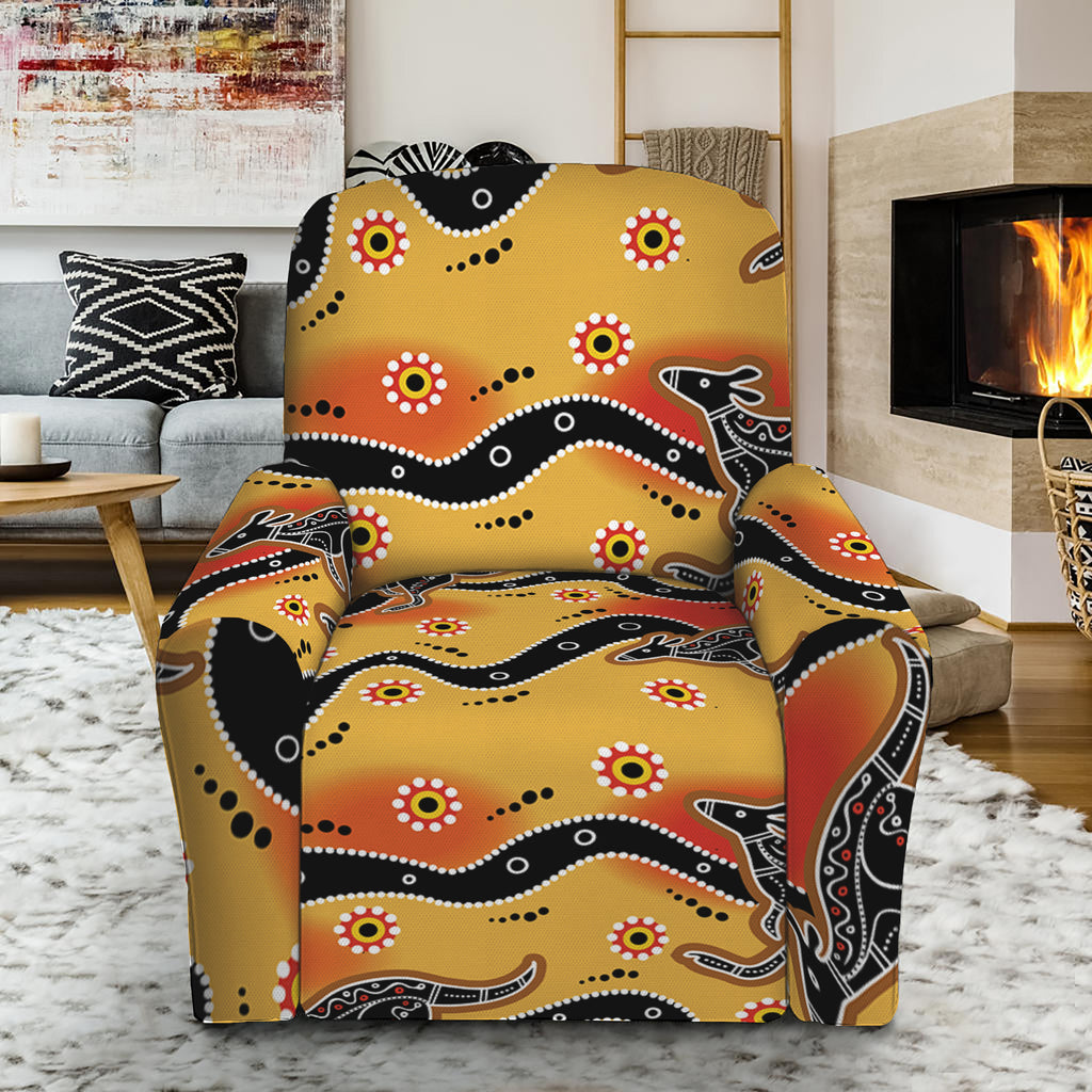 Aboriginal Kangaroo Pattern Print Recliner Slipcover