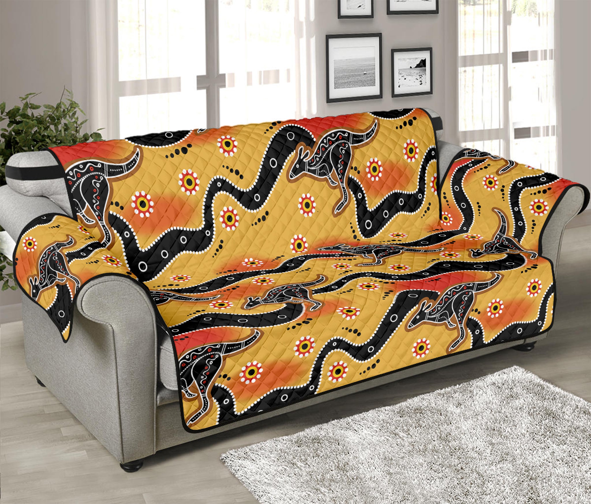 Aboriginal Kangaroo Pattern Print Sofa Protector