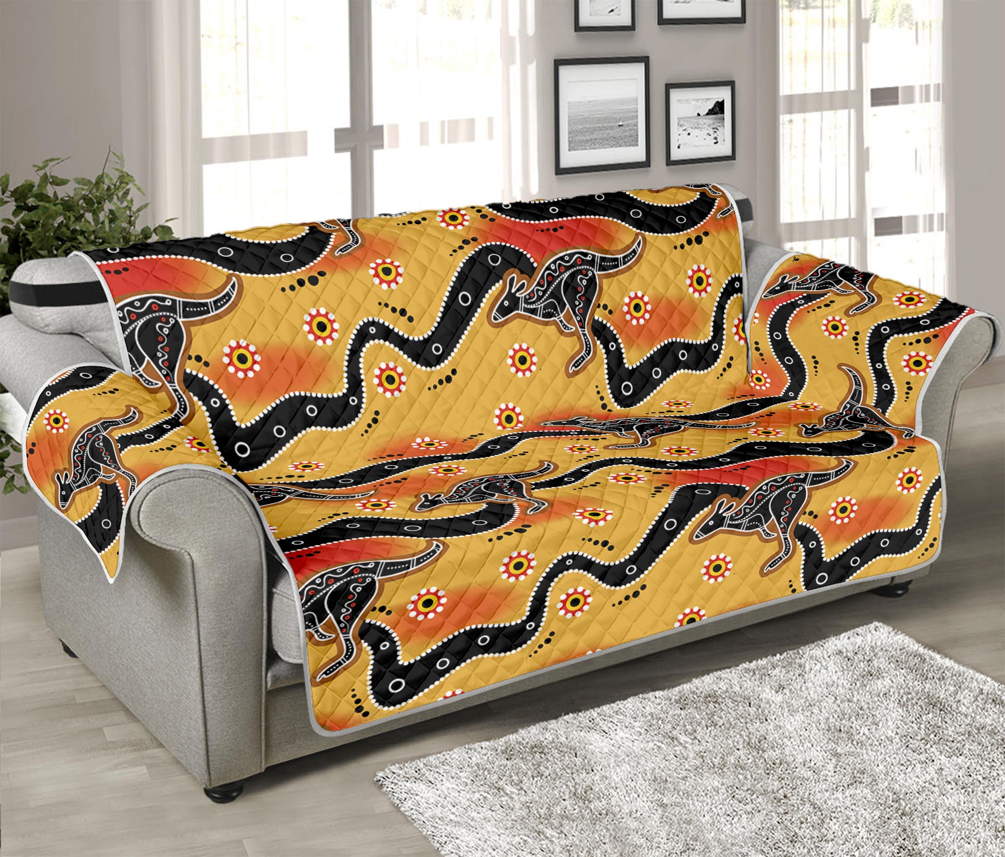 Aboriginal Kangaroo Pattern Print Sofa Protector