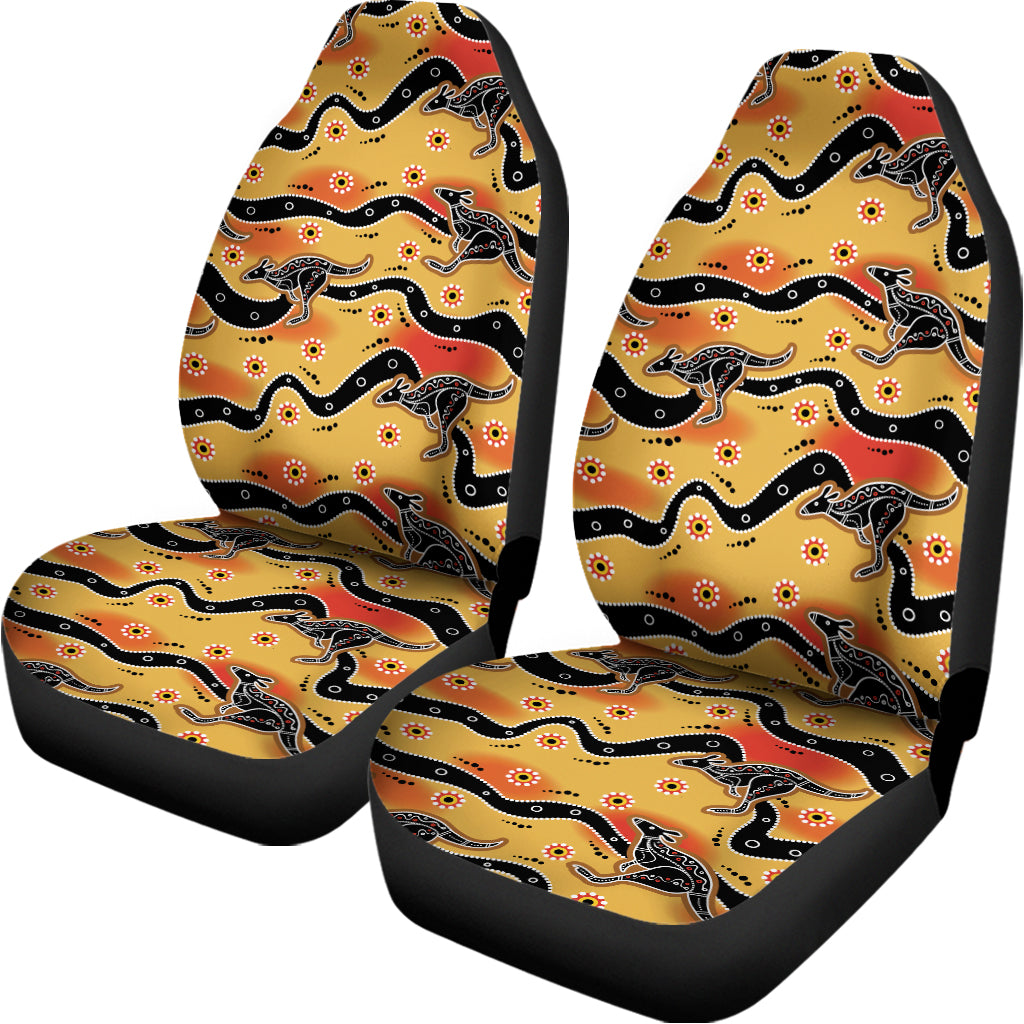 Aboriginal Kangaroo Pattern Print Universal Fit Car Seat Covers