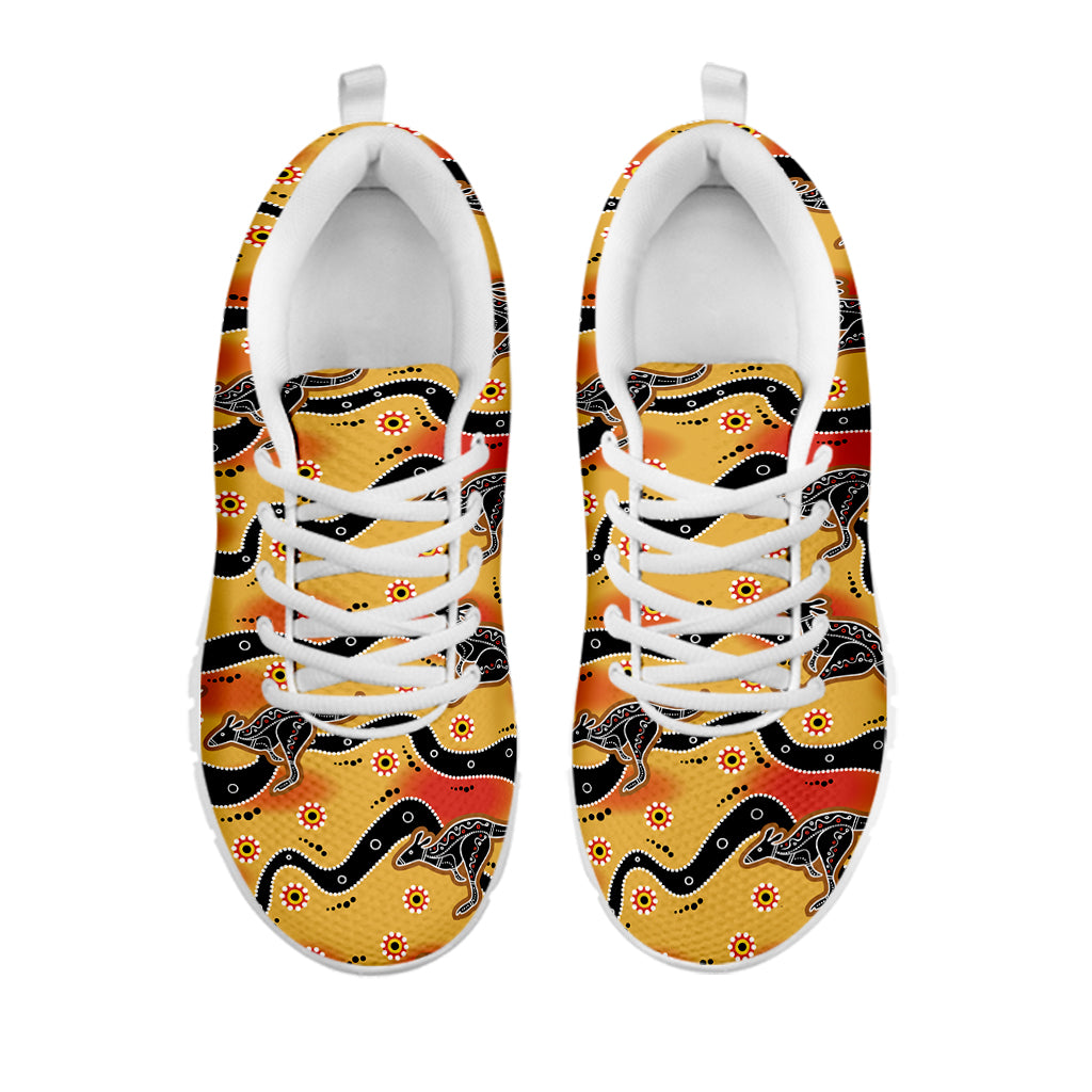 Aboriginal Kangaroo Pattern Print White Sneakers