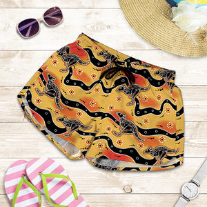 Aboriginal Kangaroo Pattern Print Women's Shorts