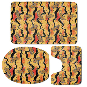 Aboriginal Lizard Pattern Print 3 Piece Bath Mat Set