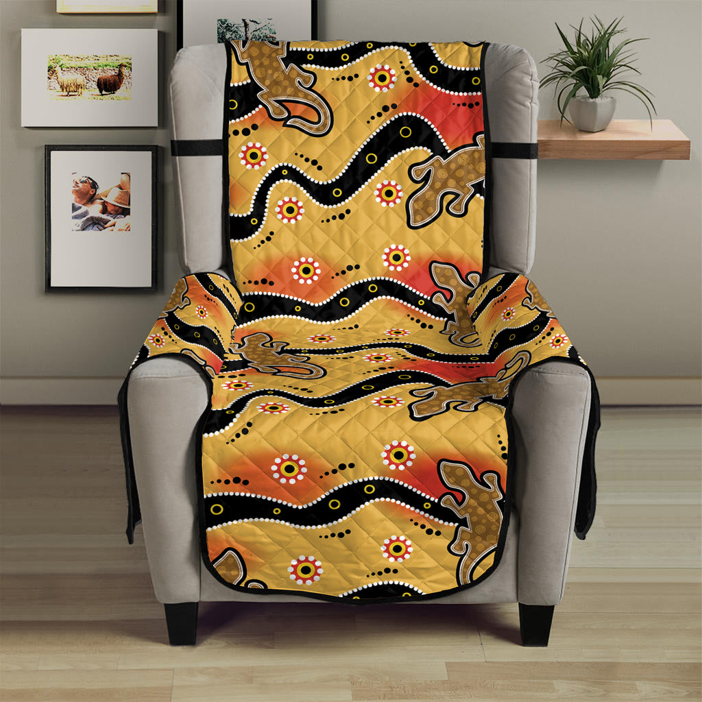 Aboriginal Lizard Pattern Print Armchair Protector