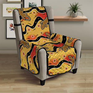 Aboriginal Lizard Pattern Print Armchair Protector