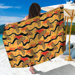 Aboriginal Lizard Pattern Print Beach Sarong Wrap