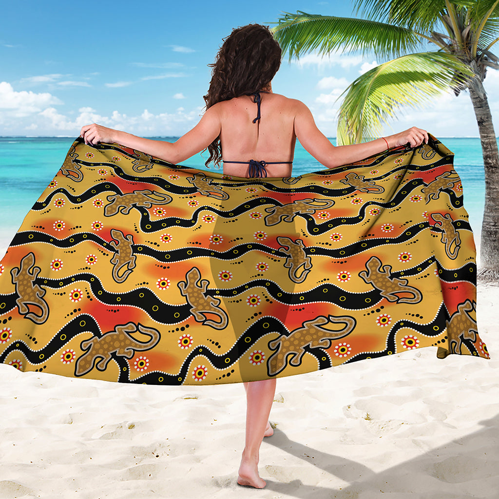 Aboriginal Lizard Pattern Print Beach Sarong Wrap