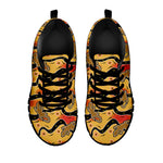 Aboriginal Lizard Pattern Print Black Sneakers