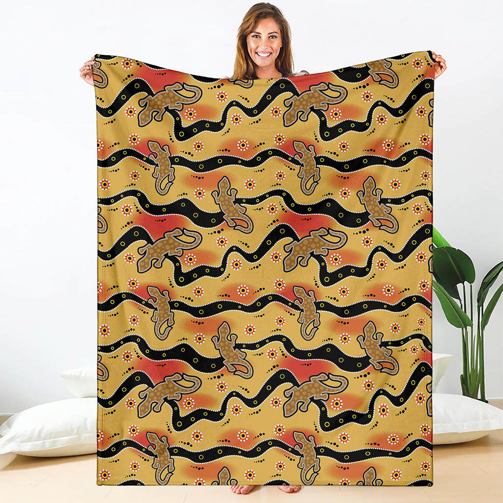 Aboriginal Lizard Pattern Print Blanket