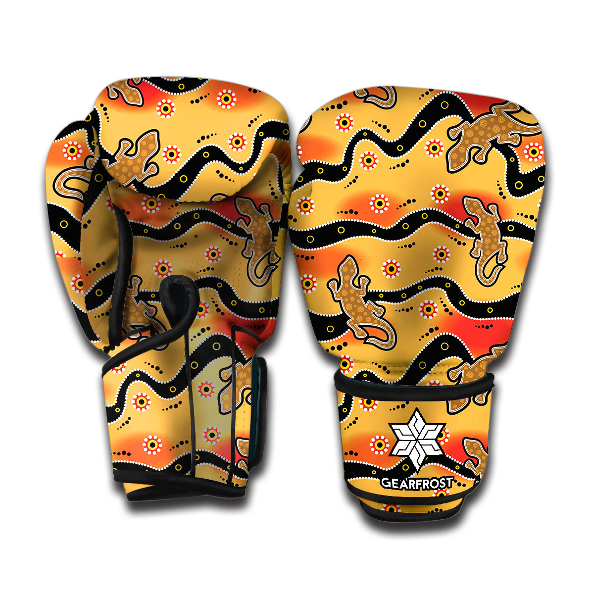 Aboriginal Lizard Pattern Print Boxing Gloves