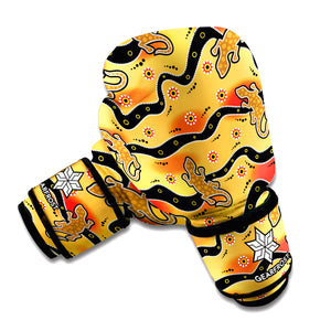 Aboriginal Lizard Pattern Print Boxing Gloves