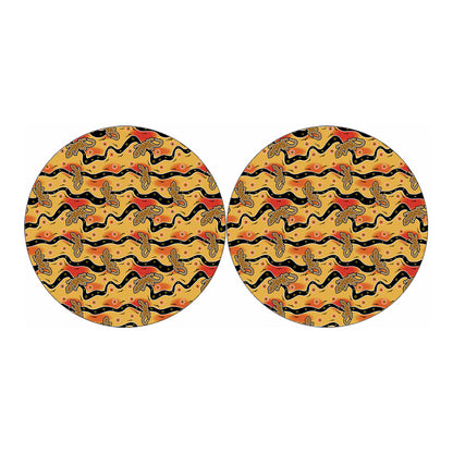 Aboriginal Lizard Pattern Print Car Coasters