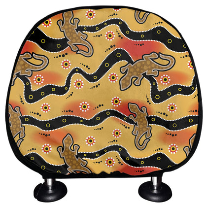 Aboriginal Lizard Pattern Print Car Headrest Covers