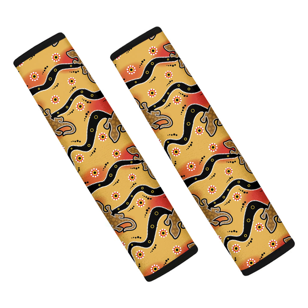 Aboriginal Lizard Pattern Print Car Seat Belt Covers