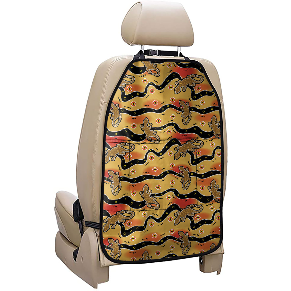 Aboriginal Lizard Pattern Print Car Seat Organizers