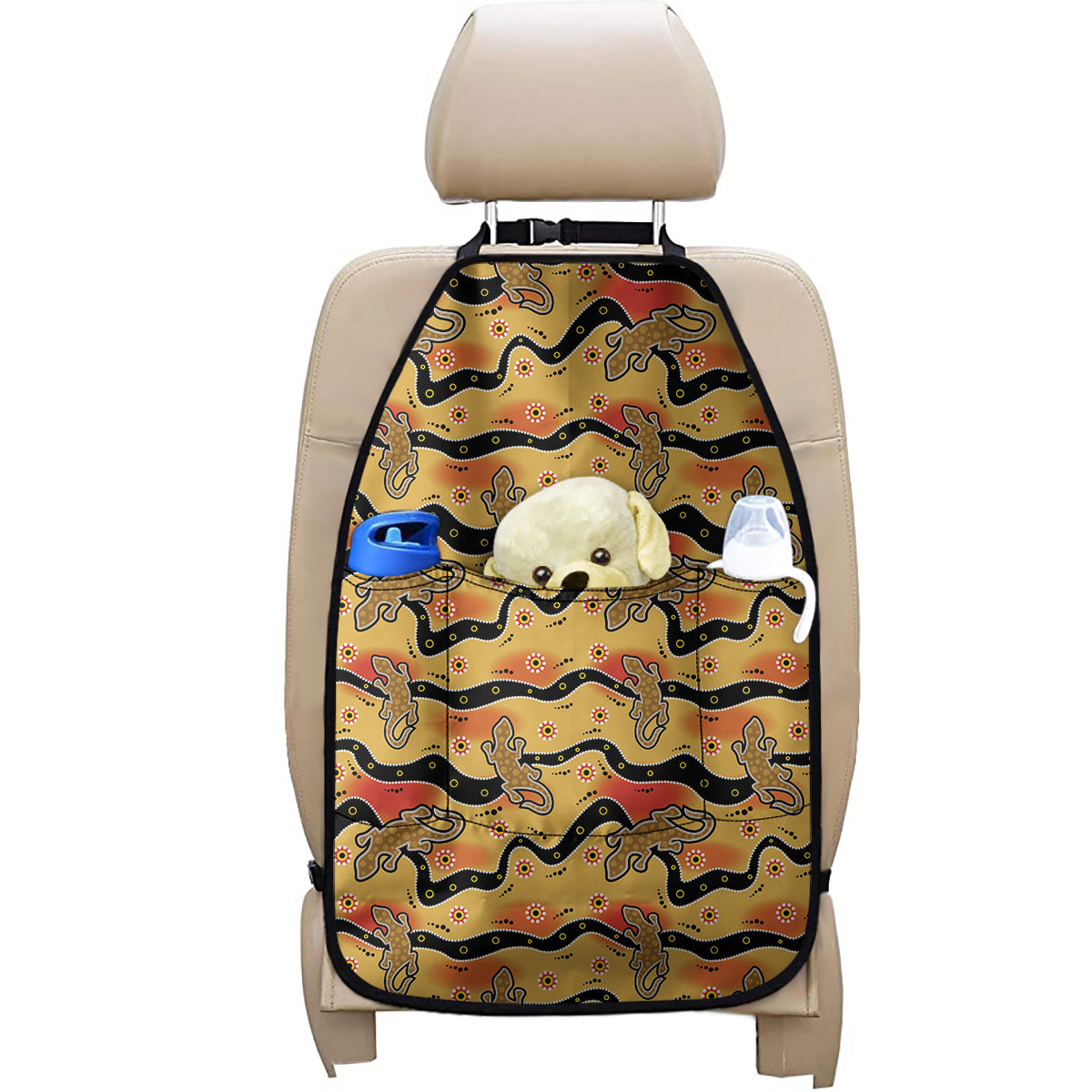 Aboriginal Lizard Pattern Print Car Seat Organizers