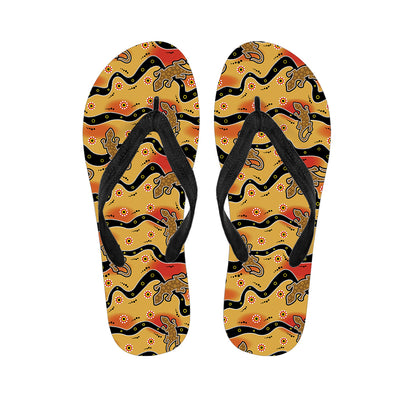Aboriginal Lizard Pattern Print Flip Flops